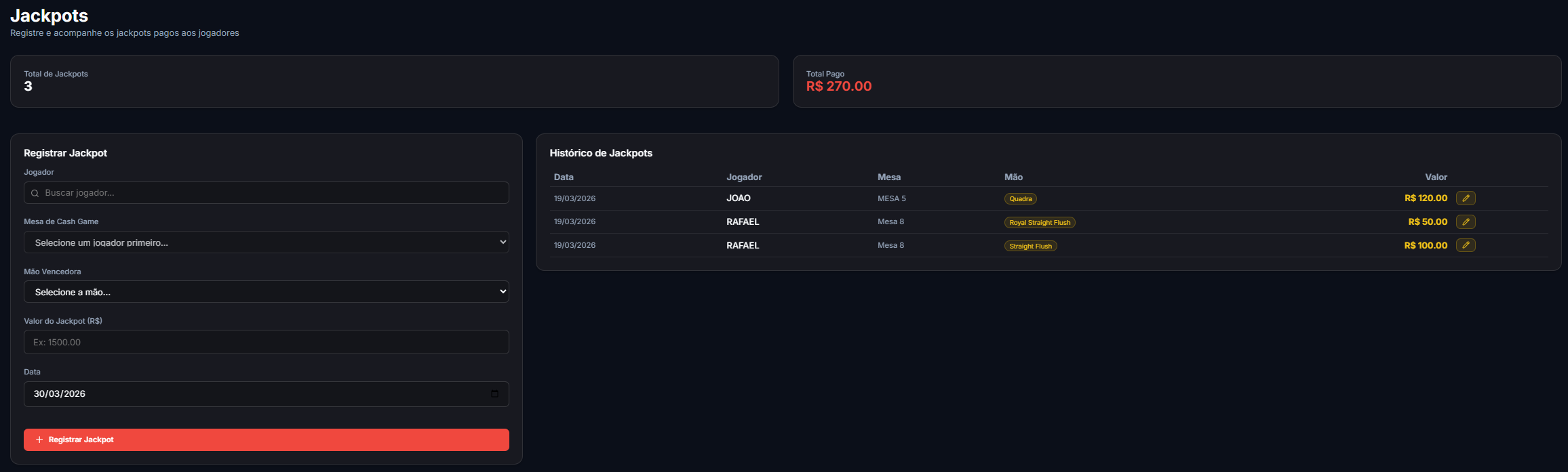 Tela de Jackpots do Gestoker
